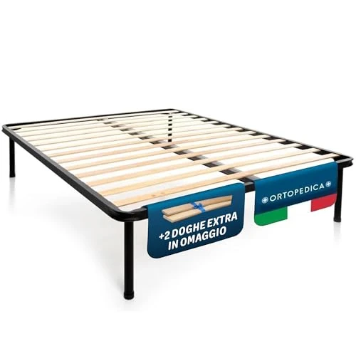 ValoreItalia Siatka do łóżek - w komplecie ze stopami - rama całkowicie żelazna (180 x 200 cm King Size)