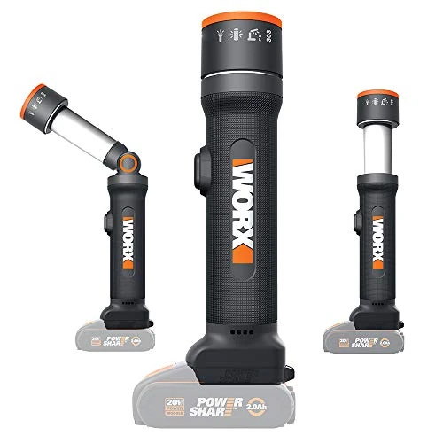 Oferta limitada: WORX WX027.9 Linterna LED 4 en 1 20V Sin Batería, Alcance 80m, Cabezal Giratorio ±72°, Funciones Antorcha, Foco 360°, Lámpara y Señal SOS de 50.25 € a 47.04 € (ahorro 6%)