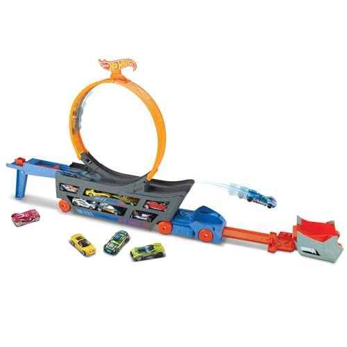 Offre limitée : Hot Wheels Coffret Piste Stunt & Go, Transportable | Le transporteur peut contenir jusqu'à 18 voitures 1:64, grande boucle & lanceur pliable, GCK38 de 43.69 € à 43.69 € (0.00% de remise)