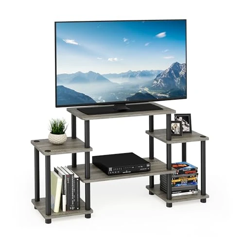 Offerta a tempo: Furinno Turn-N-Tube No Tools Supporti TV Senza Attrezzi, Legno, Rovere Francese Grigio/Nero, 29.46 x 29.46 x 58.04 cm - 0.00% da 53.99 € a 53.99 €