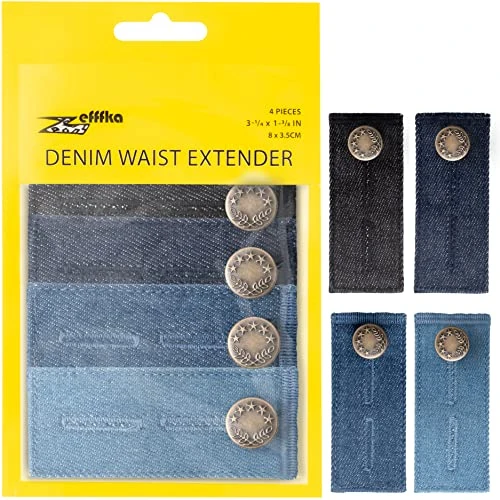 Offerta a tempo: ZEFFFKA Estensore di Vita in Denim Bottoni per Jeans e Camicie Comodi Bottoni di Metallo 4 pz Colori Assortiti - 0.00% da 9.99 € a 9.99 €