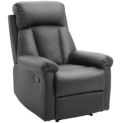 Offerta a tempo: HOMCOM Poltrona Relax Reclinabile Imbottita Ergonomica con Poggiapiedi Pelle PU 80 x 97 x 107cm Nero — 26% da 198,95 € a 147,47 €