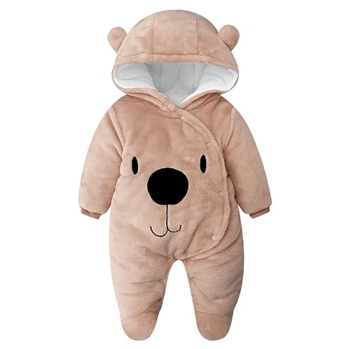 Kombinezon dziecięcy, flanelowy, długi rękaw, kurtka zimowa, z kapturem, 0-12 miesięcy, 3-6 miesięcy, E