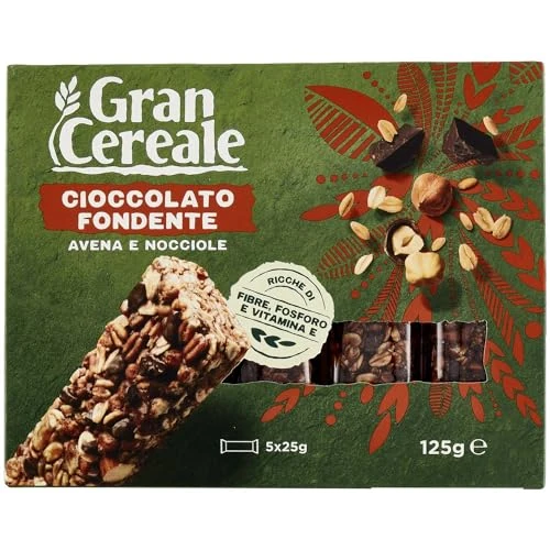 Offerta a tempo: Gran Cereale, Snack Barrette al Cioccolato Fondente, Avena, e Nocciole - Colazione e Snack Dolce - 125 g - 30% da 3.49 € a 2.44 €