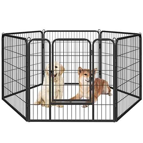 Yaheetech 6 Panneaux Parc Chien 80 x 80 cm Enclos pour Chien Chiot Lapin Cochon Petit Animal Compagnie avec Porte Intérieur Extérieur