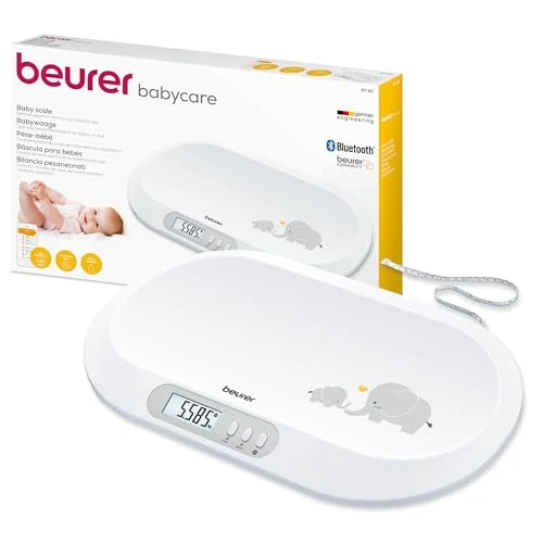 Offre limitée : Beurer BY 90 Pèse-bébé connecté avec ruban mesureur intégré, application gratuite (iOS + Android), capacité de charge de 20 kg et fonction de maintien pour bébés gigoteurs de 63.87 € à 59.27 € (7% de remise)