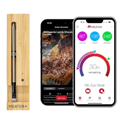 Offre limitée : MEATER Plus | Jusqu'à 50m Longue Portée Thermomètre à Viande Intelligent Sans Fil Pour Gril, Four, Cuisine, Barbecue, Rôtissoire avec Connectivité Bluetooth et WiFi de 99.00 € à 99.00 € (0.00% de remise)
