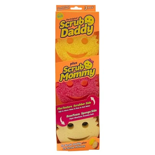 Oferta limitada: Scrub Daddy + Scrub Mommy Paquete de 3 - Esponjas con Cara Sonriente para Limpieza y Fregado - Multipaquete de Estropajos de Cocina Antiarañazos con FlexTexture Fregado Firme y Suave, Estropajo para de 11.99 € a 10.99 € (ahorro 8%)