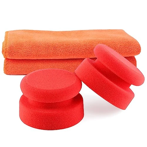 Offerta a tempo: SPTA 2 pezzi di spugna per lucidatura 100x100 mm spugna per lucidatura a mano, applicatore di cera per cera per la pulizia della vernice e 2 pezzi di panno per la pulizia dell'auto - 13% da 15.99 € a 13.96 €
