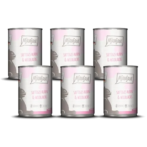 Zeitlich begrenztes Angebot: MjAMjAM - Premium Nassfutter für Katzen - saftiges Huhn und Wildlachs, 6er Pack (6 x 400 g), getreidefrei mit extra viel Fleisch von 19.08 € auf 12.99 € (32% Rabatt)