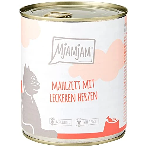 Tijdelijke aanbieding: MjAMjAM - premium natvoer voor katten - maaltijd met heerlijke hartjes, pak van 6 (6 x 800 g), graanvrij met extra vlees van 28.01 EUR naar 28.01 EUR (korting 0%)