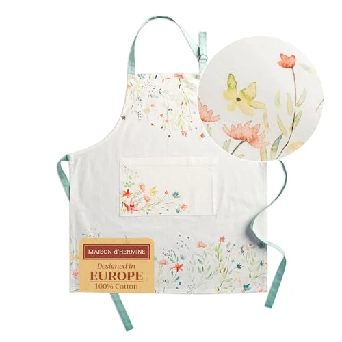 Offre limitee: Maison d' Hermine Colmar Tablier de cuisine, en 1 pièce, 100% coton, avec col réglable et poche centrale cachée, longues cravates, unisexe, pour la cuisine, idéal au printemps et en été (70cm x 85cm) de 25.99 EUR a 20.79 EUR (economie 20%)