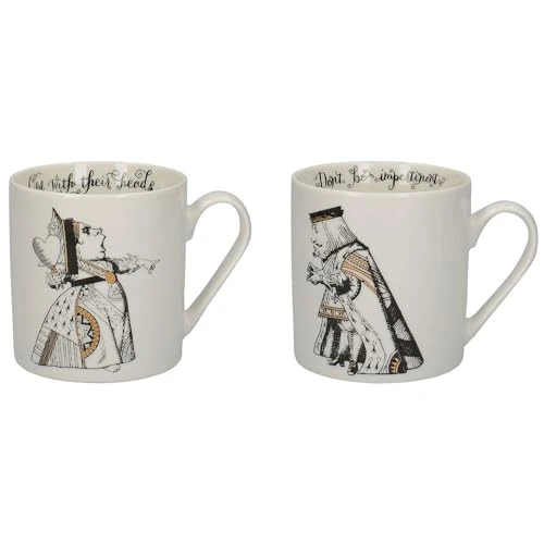 Zeitlich begrenztes Angebot: V&A Alice im Wunderland Becher Set in Geschenkbox, King and Queen of Hearts, feines Porzellan, 350 ml, 2 Stück, Weiß/Schwarz/Gold C00047 von 26.99 € auf 22.49 € (17% Rabatt)