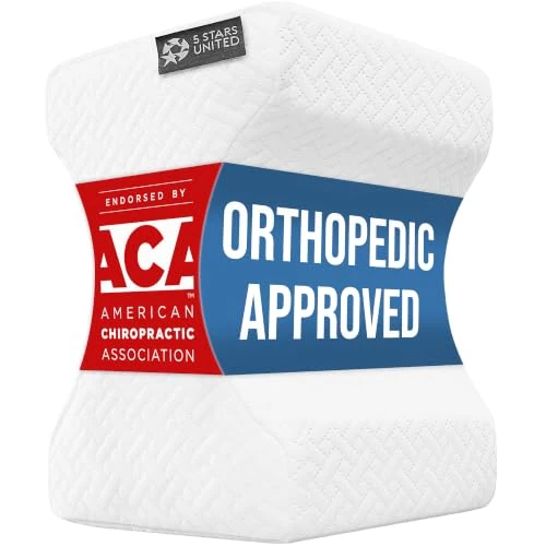 Offerta a tempo: 5 STARS UNITED Cuscino Gambe per Dormire, Cuscino Ginocchia per Dormire | Cuscino per dormire sul fianco in memory foam, tra le ginocchia per anche, sciatica e schiena; fodera lavabile; bianco - 0.00% da 28.90 € a 28.90 €