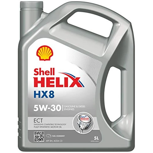 Shell Helix HX8 ECT C3 5W-30 5L | Olio 100% sintetico per motori a benzina e diesel con filtro antiparticolato | Tecnologia Low SAPS | ACEA C3 MB 229.51 BMW LL-04 | Risparmio di carburante