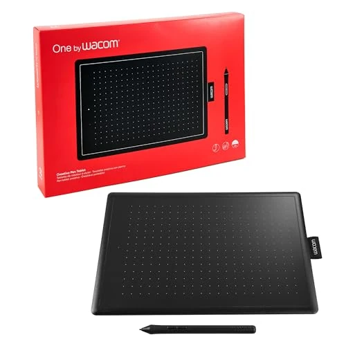 Limitiertes Angebot: One by Wacom Stifttablett mit drucksensitivem Stift, geeignet für Windows, Mac & Chromebook, Medium, schwarz / rot von 59.90 EUR auf 45.05 EUR (Spare 25%)