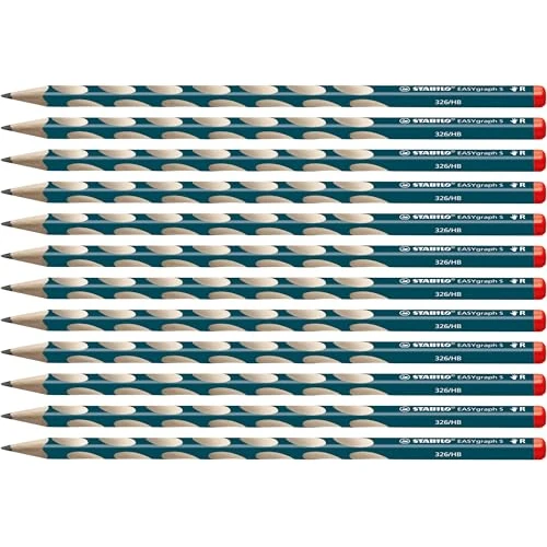 Limited-time offer: STABILO EASYgraph S - Thin Ergonomic Graphite Pencil - Right-Handed - Pack of 12 - Petrol - Degree HB from 9.79 GBP to 9.79 GBP (save 0%)