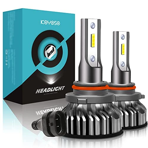 KOYOSO Bombilla 9005 LED Coche, 10000LM HB3 Faros Delanteros Bombillas para Moto, Reemplazo de la Luz Halógena, Xenon Blanco 6000K 12V, 2 Lámparas
