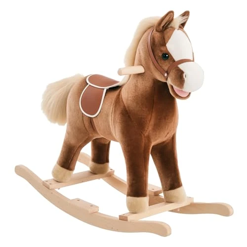 Homcom Cheval à bascule en bois Jouet à chevaucher pour enfants
