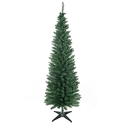 Offre limitée : HOMCOM Arbre de Noël Artificiel 180 cm avec Branches réalistes, Arbre de Noël Haut et étroit avec Base en Plastique, Vert de 37.95 EUR à 26.95 EUR (remise 29%)