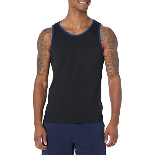 Offerta a tempo: Amazon Essentials Top a Canotta Slim Uomo, Nero/Blu, S - 35% da 9.60 € a 6.22 €
