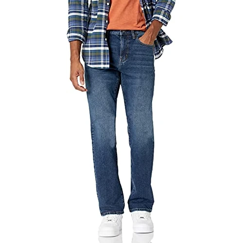 Amazon Essentials Vaqueros Elásticos de Corte Ajustado Tipo Bootcut - colores interrumpidos Hombre, Lavado Medio, 40W / 30L