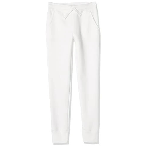 Amazon Essentials Girls' Joggers, White, 6-7 Years
