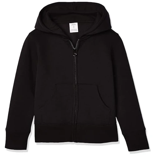 Amazon Essentials Sweatshirts à Capuche en Polaire avec Fermeture Éclair Fille, Noir, 9 Ans