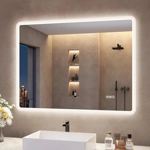 Limited-time offer: S·BAGNO 32x24 Inch Illuminated Bathroom Wall Mounted for Bathroom Vanity Mirror with Dimmable Touch Sensor Switch & Anti-Fog & Bluetooth Waterproof IP44 Led Lighted Makeup Mirror(Horizontal/Vertical) from $199.99 to $169.99 (save 15.0%