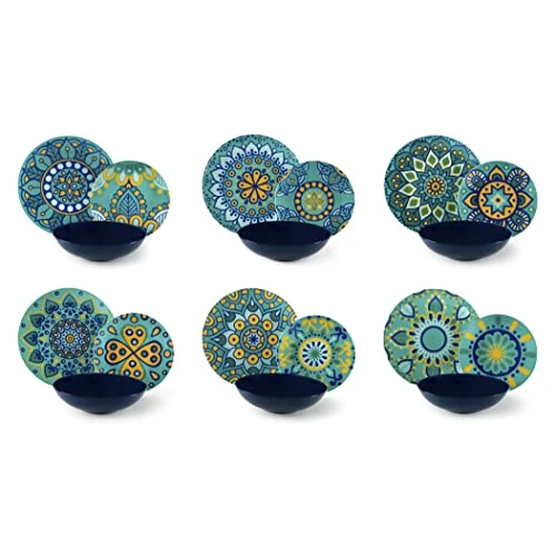 Offerta a tempo: Excelsa Mandala Mediterraneo Servizio Piatti 18 Pezzi, Porcellana e Ceramica, Multicolore - 21% da 104.10 € a 81.78 €