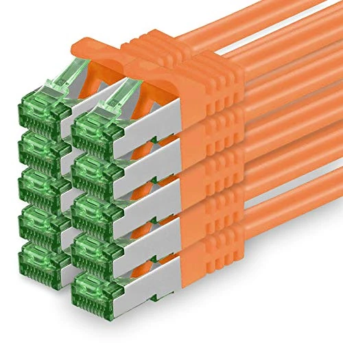 Offerta a tempo: 1aTTack.de Cat.7 Cavo di Rete 0,25m - Arancione - 10 Pezzi - Ethernet LAN Cat.7 SFTP Spina RJ45 Cat6a 10 Gbit/s Compatibile con Cat5 Cat6 Cat6a Cat8 per Switch Router Modem Patchpanel - 0.00% da 14.40 € a 14.40 €