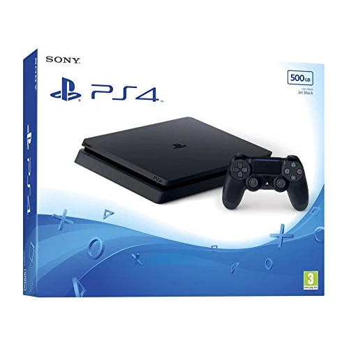 Sony, PlayStation 4 Slim 500 Go, Console PS4 Slim + 1 Manette Sans Fil DUALSHOCK 4 V2, Châssis F, Couleur : Jet Black