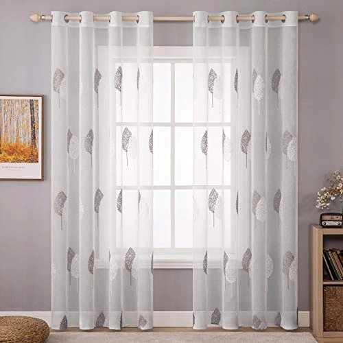 Oferta limitada: MIULEE Cortinas Salon con Bordado de Hojas Grandes Gris y Blanco 140x260 cm de 35.99 € a 35.99 € (ahorro 0.00%)