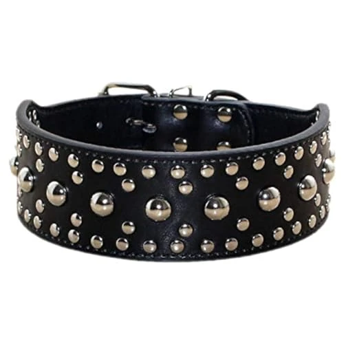 Offerta a tempo: haoyueer Collare unisex per cani in pelle con borchie, collana per cani di taglia media e grande, per Pitbull Doberman, taglie M L (L, nero) - 0.00% da 23.50 € a 23.50 €