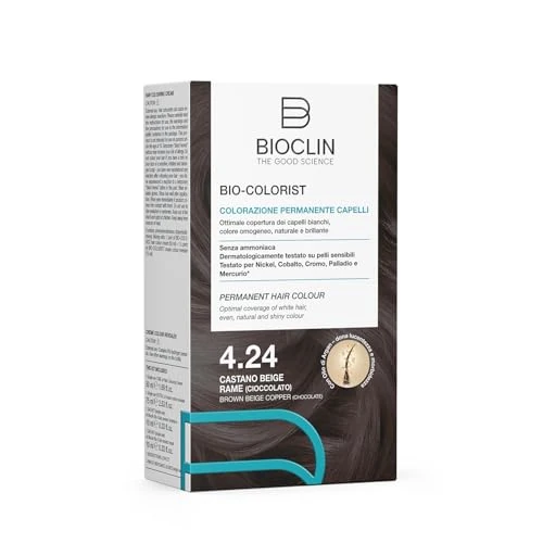 Offerta a tempo: Bioclin - Bioclin Bio-Colorist 4.24 Castano Beige Rame Cioccolato per Colorazione Permanente Kit - 975025103 - 43% da 11.90 € a 6.76 €