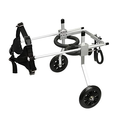 Sedia a rotelle per cani di piccola taglia per gambe posteriori – Sedia a rotelle per cani da 16-26 cm, sedia a rotelle regolabile in alluminio leggero per cani da 2 a 7 kg, riabilitazione delle zampe