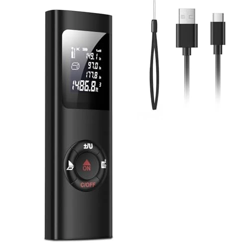 IPSXP LR01, Télémètre Laser 60m, Portable, Numérique, Mesure Distance, Surface, Volume, Fonction Pythagore, IP54, LCD Rétro-éclairage, Rechargeable USB