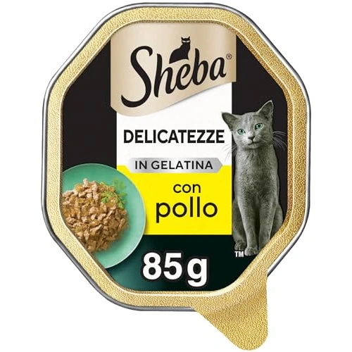 Offerta a tempo: Sheba Delicatezze in Gelatina Trancetti, Cibo per Gatto con Pollo 85 g - 22 Vaschette - 31% da 18.16 € a 12.54 €