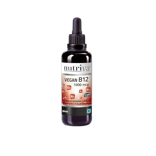 Offerta a tempo: NUTRIVA Vegan B12 1000 mcg - Vitamina B12 Cianocobalamina in Gocce 30 ml, Integratore Alimentare per Anemia, Cicolazione, Sistema Immunitario e Nervoso, Adatto ai Vegani - 30% da 25.00 € a 17.38 €