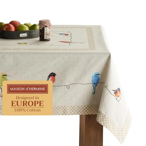 Oferta limitada: Maison d' Hermine Birdies on Wire Mantel de Pascua 100% algodón para Cocina | Comedor | Mesa | Decoración | Fiestas | Bodas | Primavera/Verano (Cuadrado, 137 cm x 137 cm) de 28.49 € a 28.49 € (ahorro 0.00%)