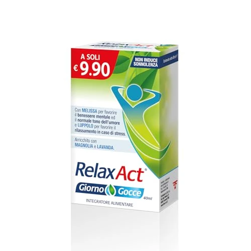 Offerta a tempo: Relax Act Gocce, Integratore Alimentare in Gocce a Base di Melissa e Luppolo, con Edulcorante, Non Induce Sonnolenza, 1 confezione da 40 ml - 38% da 9.90 € a 6.18 €