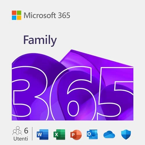 Offerta a tempo: Microsoft 365 Family | 12 mesi | 6 persone | App Office con AI | Fino a 6TB di Spazio di archiviazione OneDrive | Codice d'attivazione via email - 30% da 129.00 € a 89.99 €