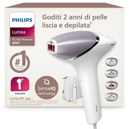 Offerta a tempo: Philips Lumea 8000 Series, dispositivo di epilazione IPL, alternativa ai dispositivi di epilazione laser, con tecnologia SenseIQ, 4 accessori per corpo, rifinitore a penna Satin Compact, BRI949/00 - 22% da 360.00 € a 279.99 €