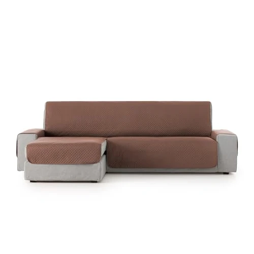 Tijdelijke aanbieding: Textilhome Chaise Longue Bankhoes ADELE met Linkerarm 200 cm – Gewatteerde, Wasbare en Omkeerbare Beschermhoes – Ideaal voor Kinderen en Huisdieren – Bruin (van voren gezien) van 44.99 € naar 44.99 € (0.00% korting)
