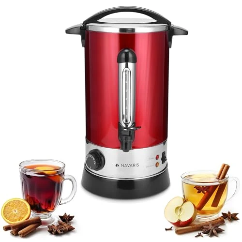 Oferta limitada: Navaris Hervidor de agua eléctrico de 10L con grifo - Dispensador de bebidas calientes con termostato - Olla eléctrica para té café y vino - rojo de 98.99 EUR a 79.99 EUR (ahorro 19%)