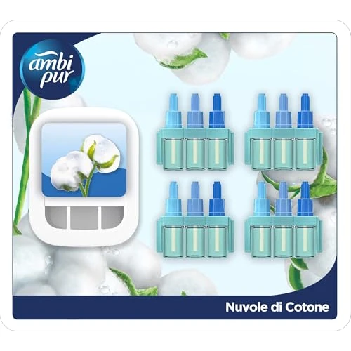 Ambi Pur 3Volution Nubes de Algodón Difusor Y Fragancia Para Ambientador Eléctrico 80ml 4 Recambios