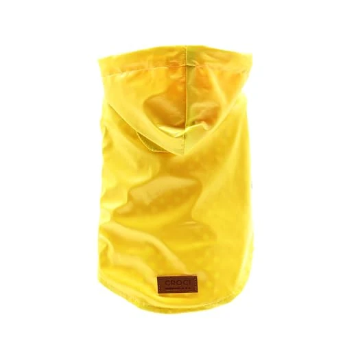 Offerta a tempo: Croci Raindrop Lemon - Impermeabile per cani taglia piccola e media, cappotto antivento, giubbotto con cappuccio e foro per guinzaglio, colore Giallo, taglia 30 cm - 0.00% da 20.28 € a 20.28 €