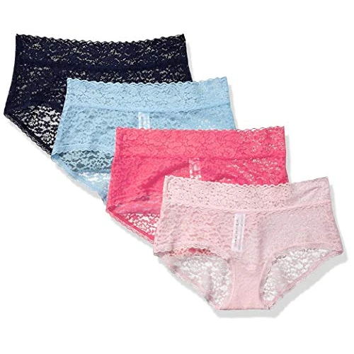 Offerta a tempo: Amazon Essentials Biancheria intima hipster da donna, comoda, in pizzo, elasticizzata, confezione da 4, blu/rosa, XXL - 0.00% da 13.57 € a 13.57 €