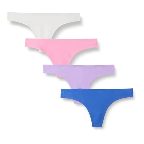 Oferta limitada: Amazon Essentials Tanga Interior Transpirable sin Costuras para Mujer, Tejido Elástico Mujer, Pack de 4, Azul Pálido, 40 de 15.30 € a 15.30 € (ahorro 0.00%)