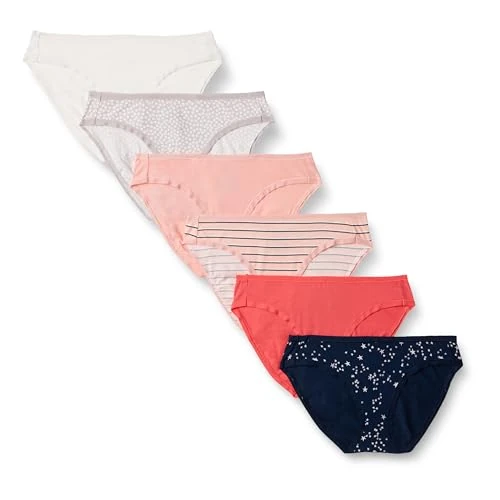 Oferta limitowana: Amazon Essentials Women's Bawełniane majtki bikini (dostępne w wersji Plus Size), Pack of 6, Gwiazdy/Kropki/Pasek/Wielokolorowy, 42 z 75.87 zł na 75.87 zł (oszczędź 0.00%)